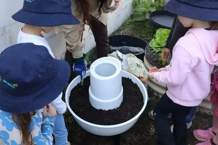 Mini Marines using a Composta brand Composter Unit